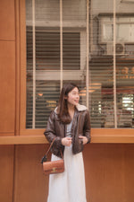 Girls Faux- Fur Collar Vegan Leather jacket