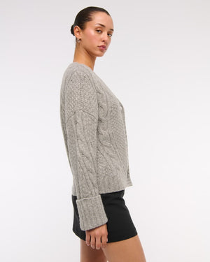 Seed-Stitch Cable Cardigan