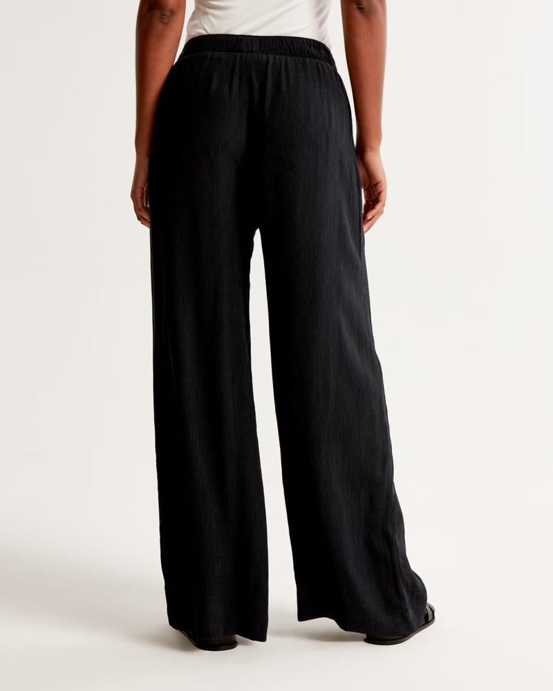 Crinkle Textured Pull-On Pant