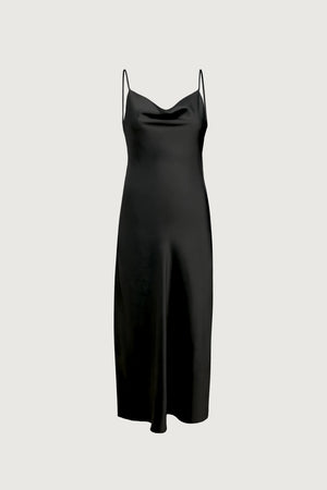 Cowl Neck Satin Midi Dress