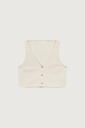 Textured Button Front Tank