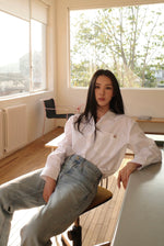 Cotton Poplin Relaxed Button-Down Shirt