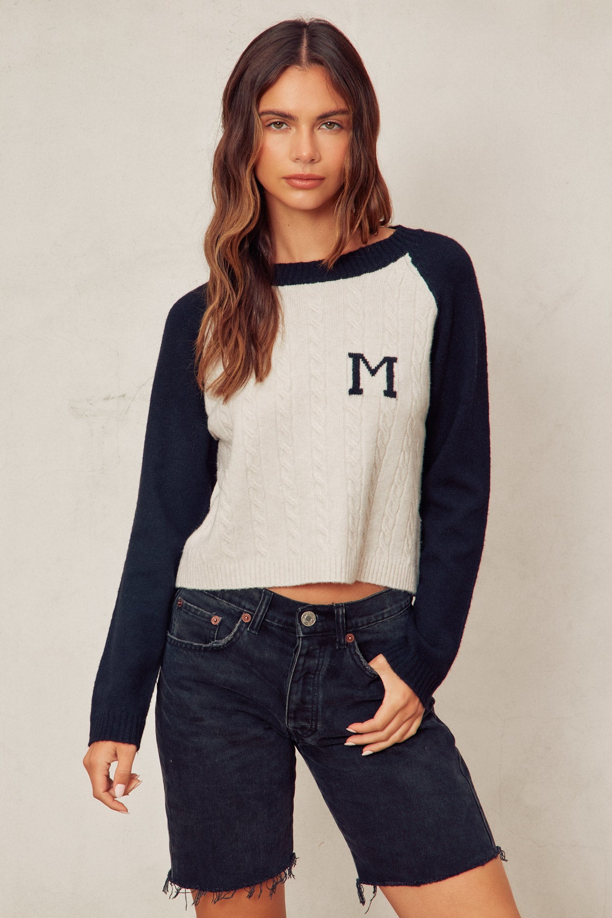 Cable Knit Raglan Sweater