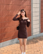 Off-The-Shoulder Hardware Sweater Dress