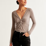 V-Neck Twist Draped Top