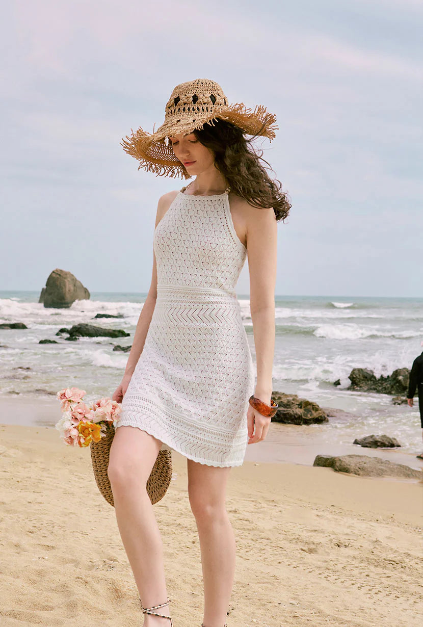Laurie Cotton Crochet Dress - Ivory