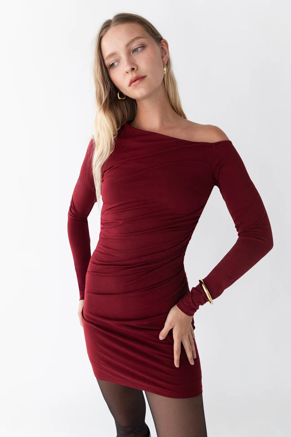 Off Shoulder Long Sleeve Mini Dress