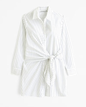 Long-Sleeve Wrap Shirt Dress