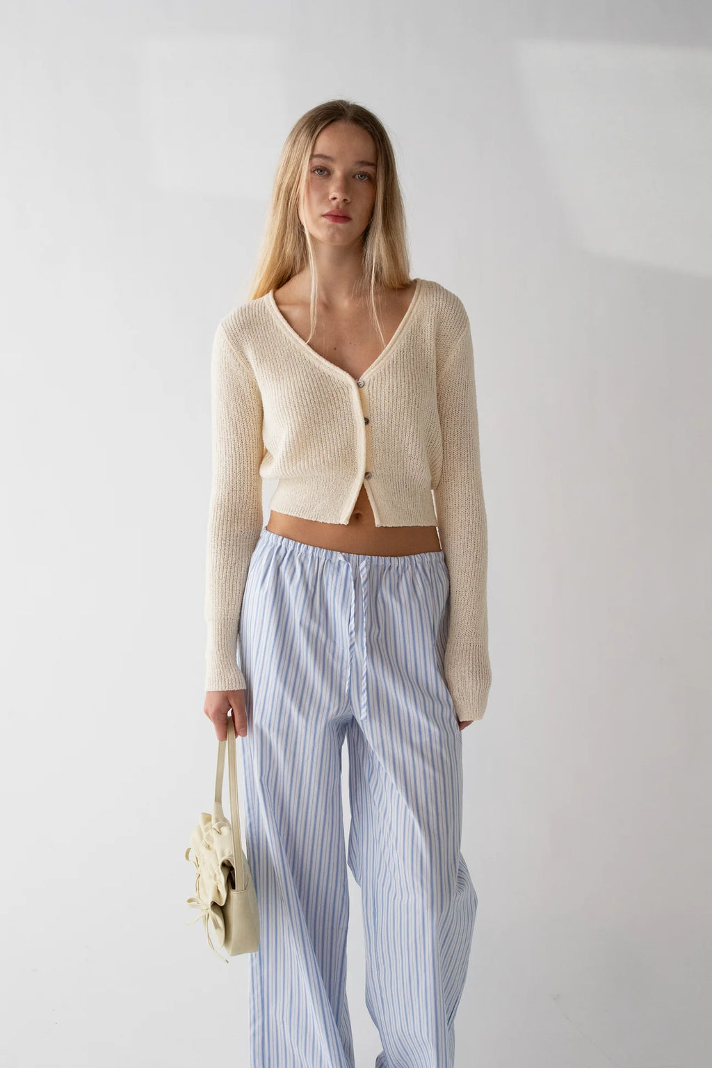 Cropped Lightweight Button Front Cardigan
