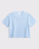 Girls Short-Sleeve Crochet-Style Sweater Top