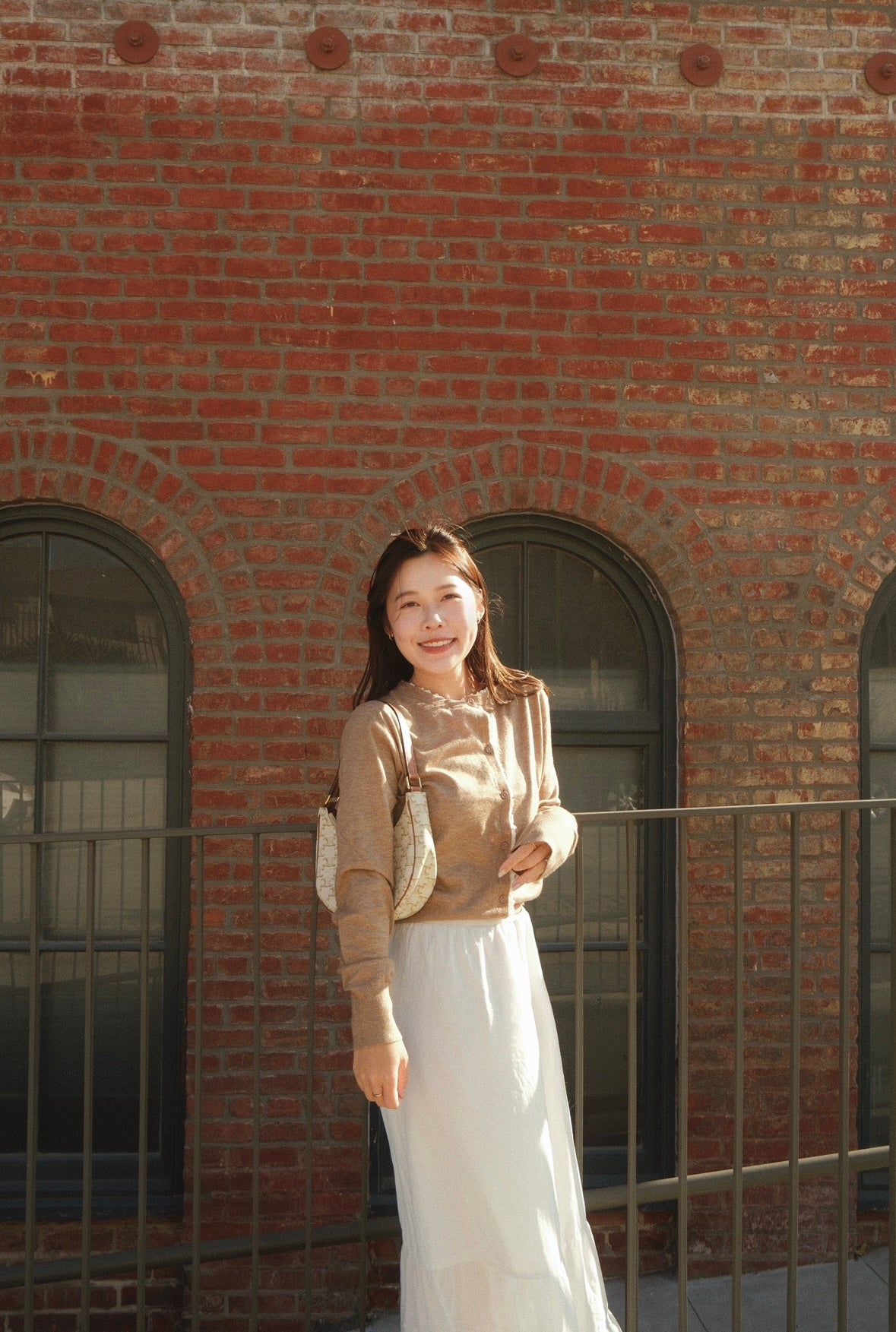 Ruffled Eyelet Trim Button Down Cardigan