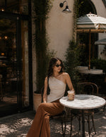 Linen One Shoulder Ruched Top