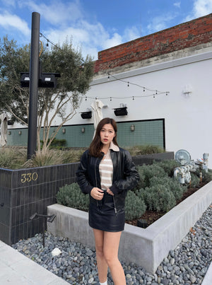 Faux Leather Bomber Jacket