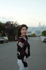 As If Argyle V Neck Cardigan