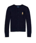 Girls Bear Cableknit Cardigan