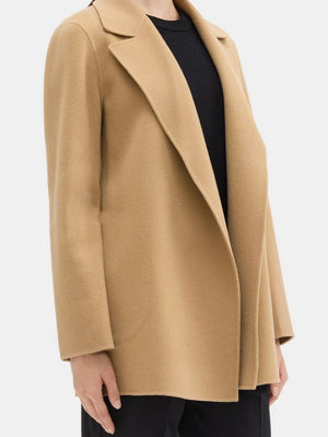 Double Faced Wool-Cashmere Open Front Short Coat