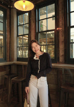 Ruffled Eyelet Trim Button Down Cardigan