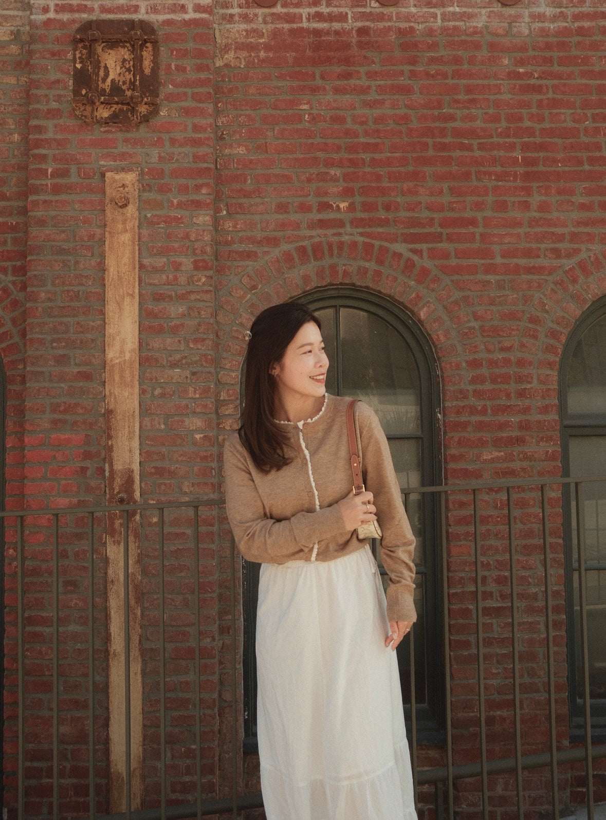 Ruffled Eyelet Trim Button Down Cardigan