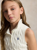 Girls Cotton Polo Sweater & Faux-Wrap Skirt