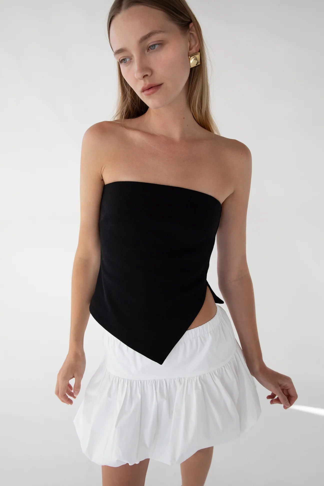 Cropped Tube Top with Side Slit