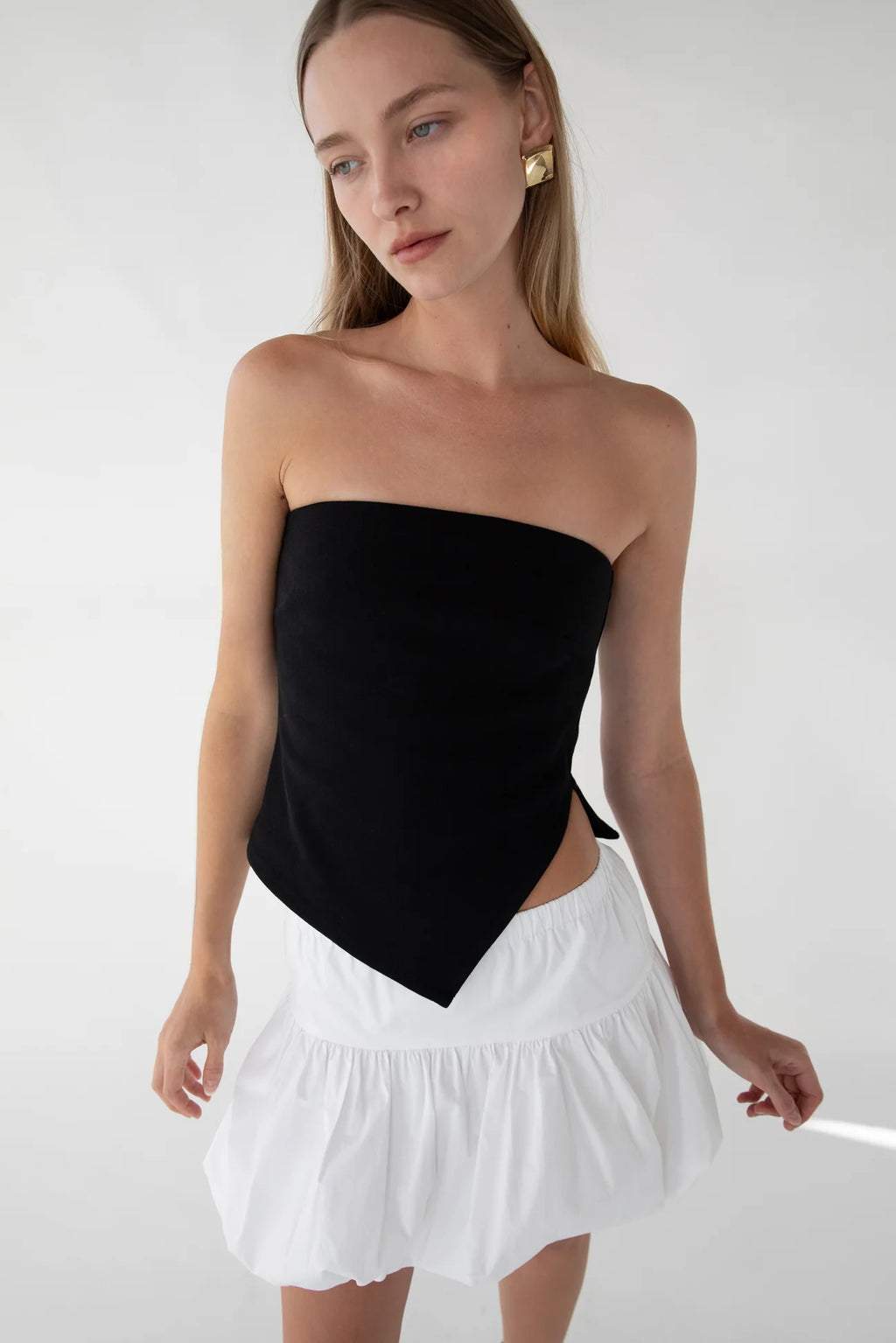 Cropped Tube Top with Side Slit