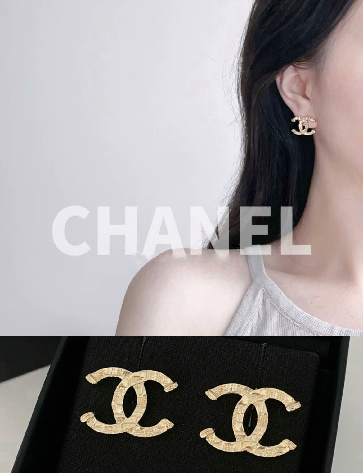 Gold and Crystal authentic CC earrings – Haute Jewels