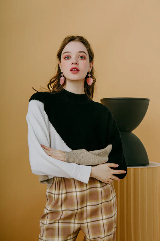 Meredith Wool Sweater - Black & White