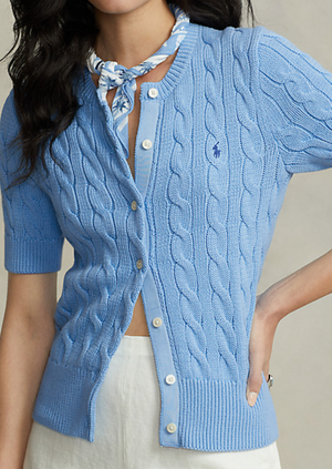 Cable Knit Short Sleeve Cardigan