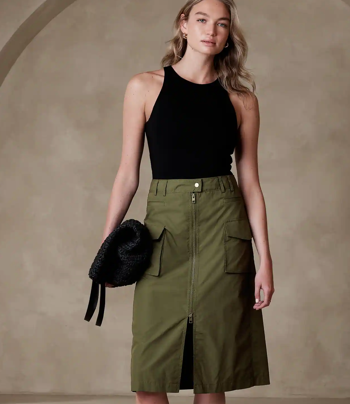 Green midi skirt shop 08