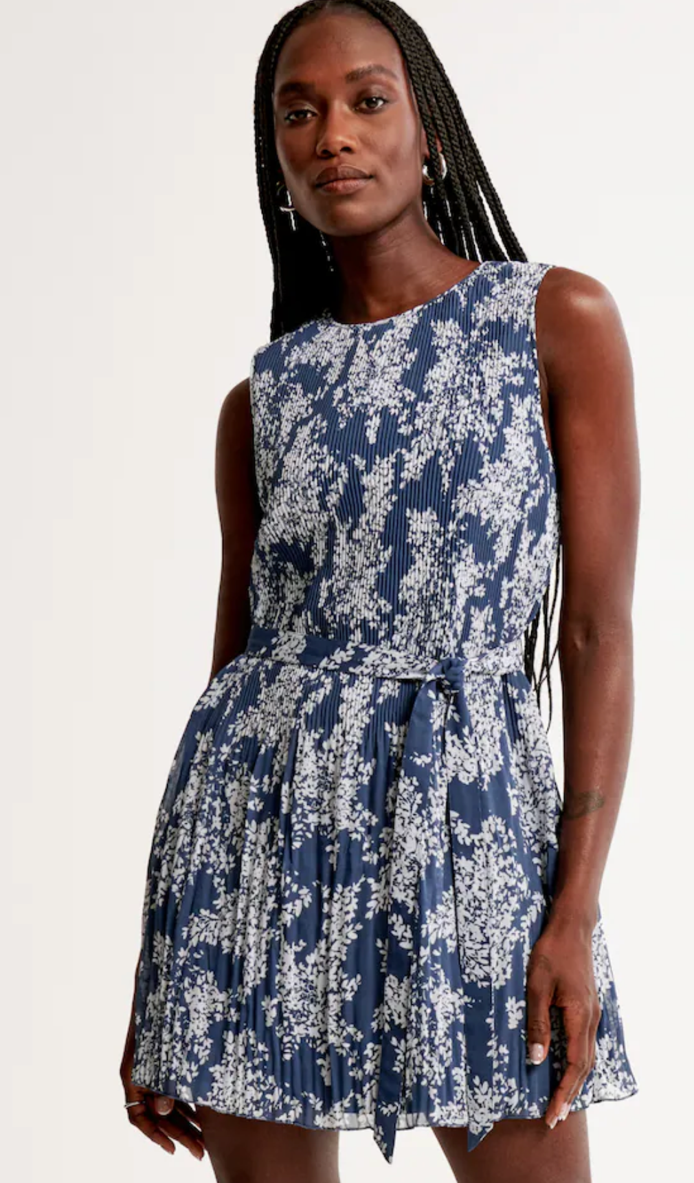 High-Neck Plisse Mini Dress