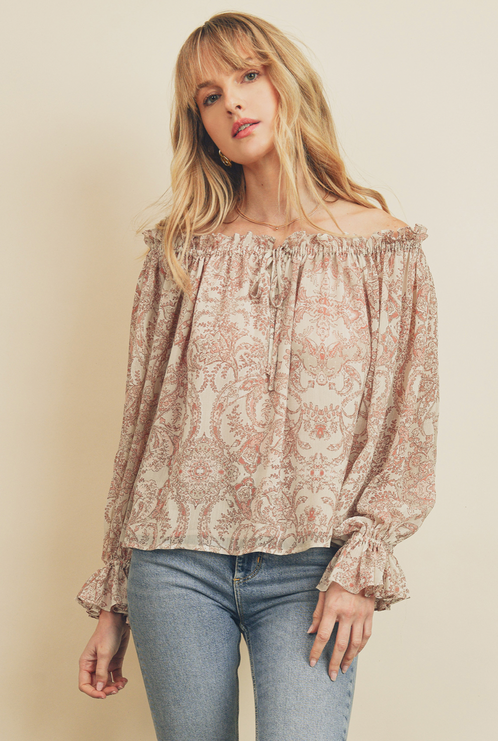 Printed Off-The Shoulder Blouse