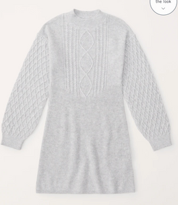 Girls Mockneck Cable Sweater Dress