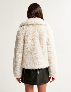 Ivory Fur Jacket - Cropped Faux Fur Jacket - Fuzzy Jacket - Lulus