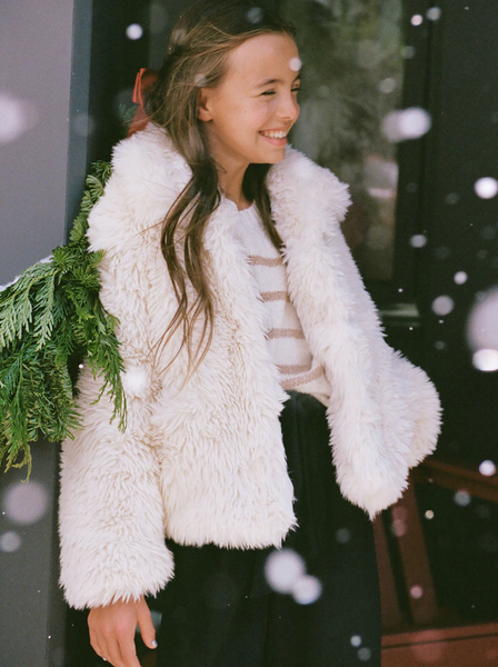 Girls white faux sales fur