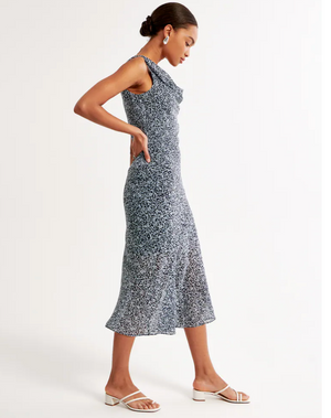 Cowl Neck Chiffon Midi Dress