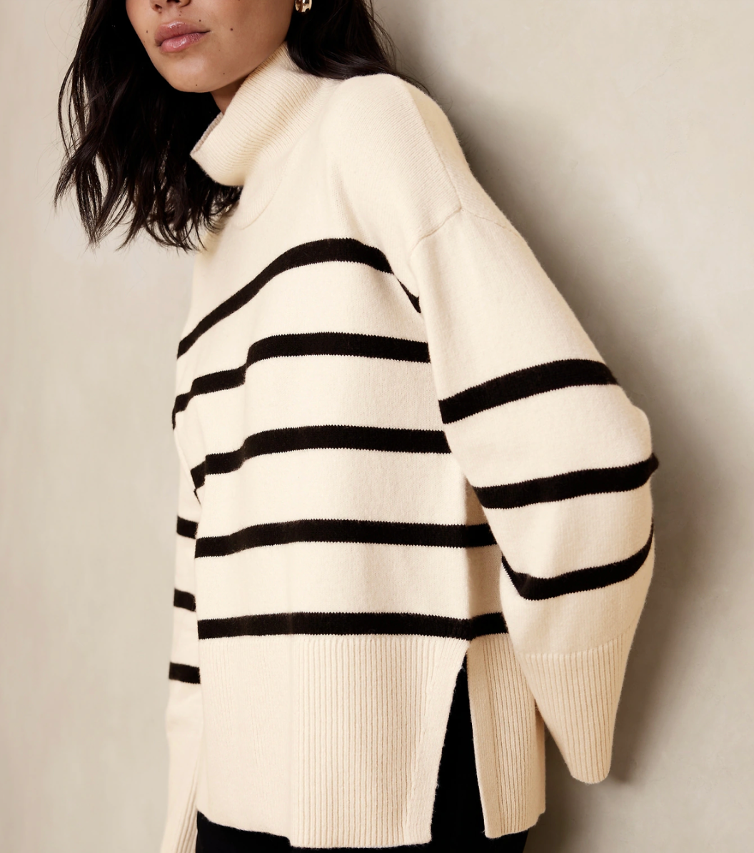 Stripe Turtleneck  Sweater