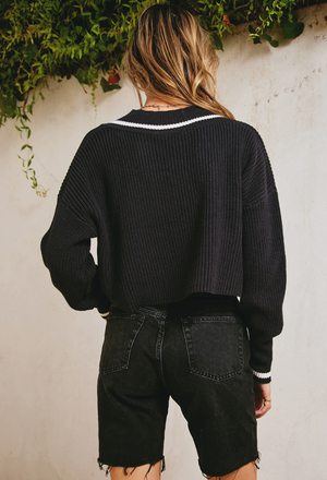 Stripe Detail Cropped Sweater