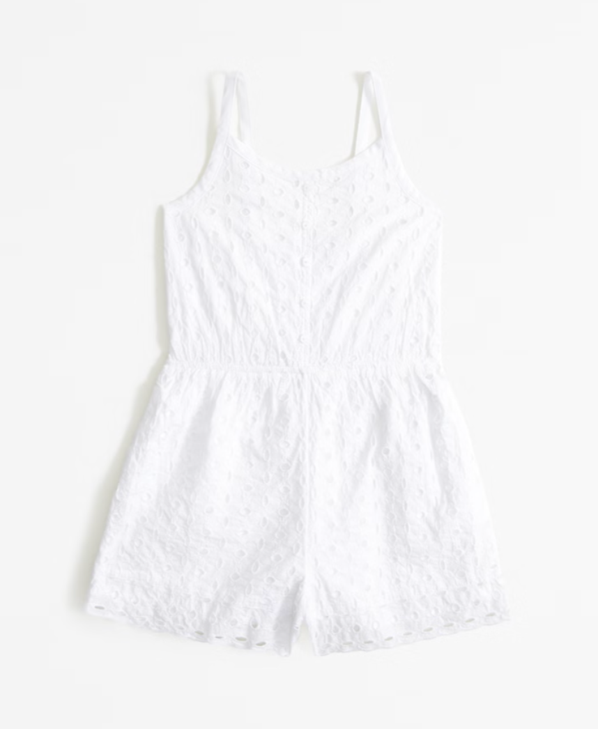 Girls Embroidered Cut Work Romper