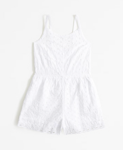 Girls Embroidered Cut Work Romper