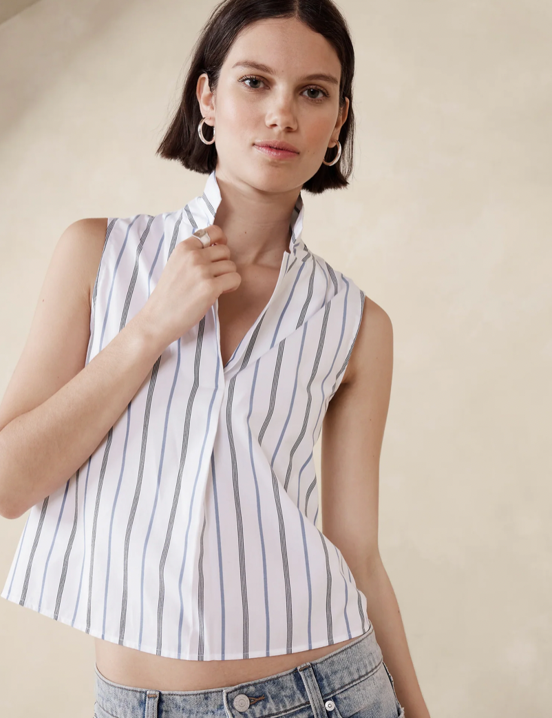 Poplin Collared Top