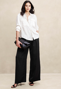 Silky Pleated Wide Leg Pants