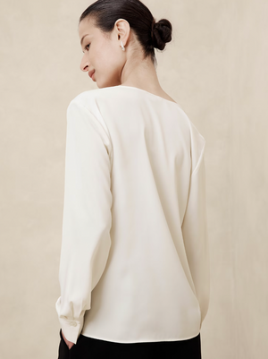 Shirred-Neck Blouse