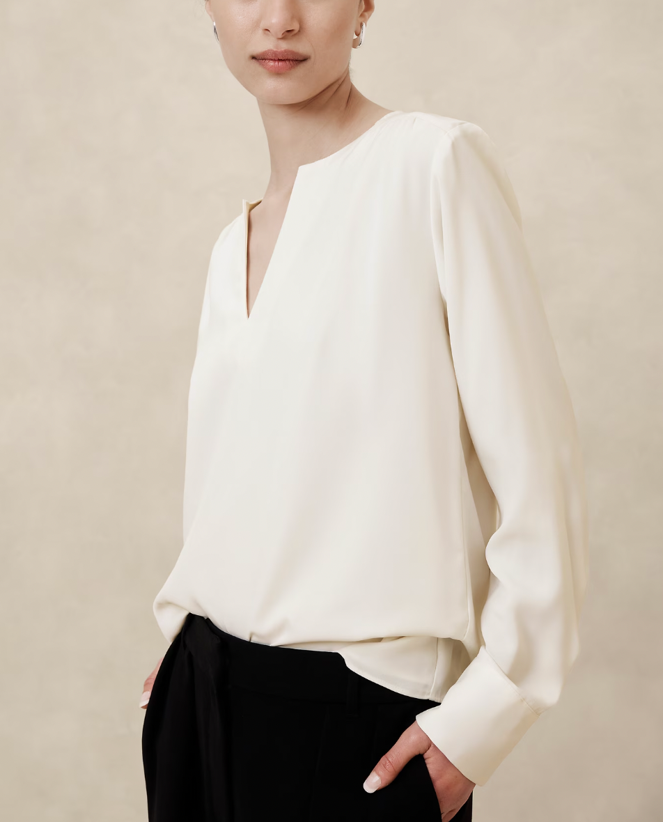 Shirred-Neck Blouse