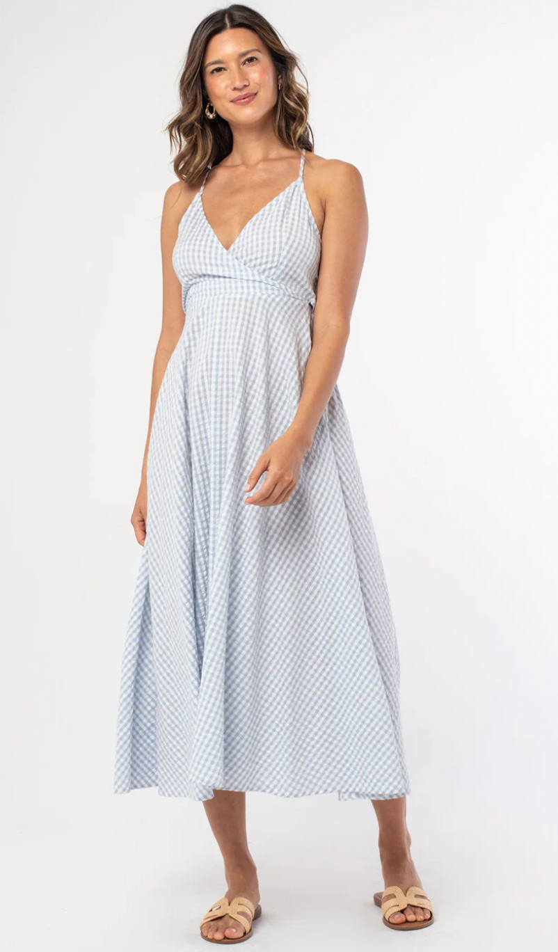 Seaside Gingham Midi Dress