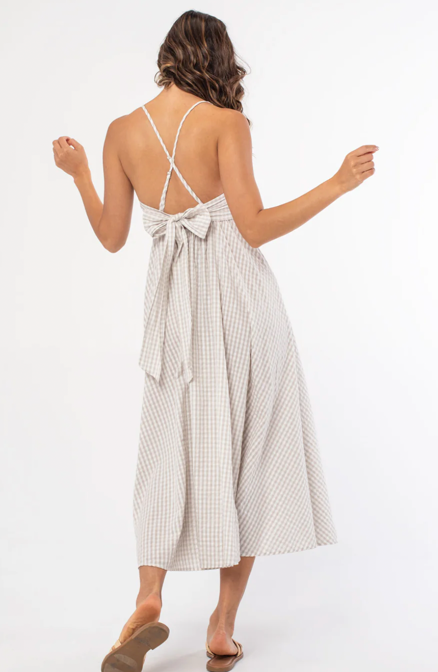 Seaside Gingham Midi Dress