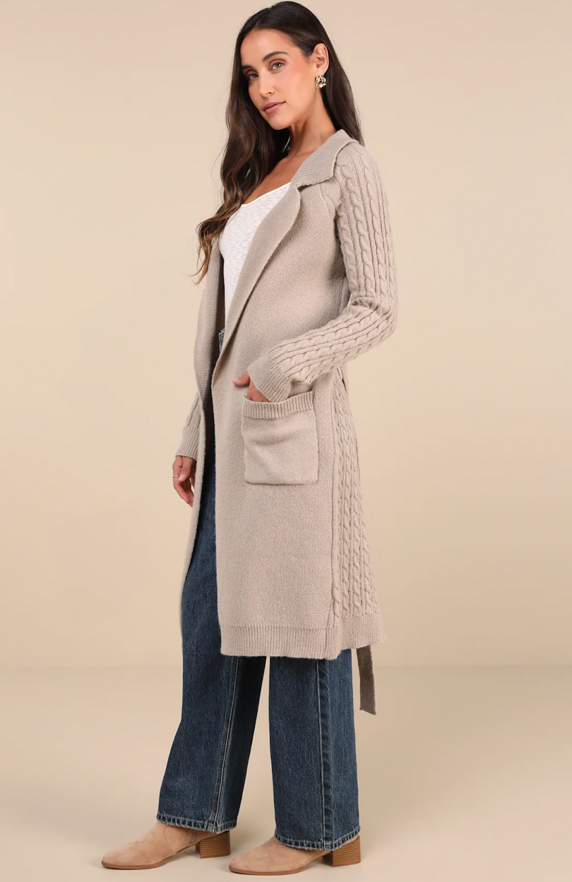 Cable Knit Duster Cardigan