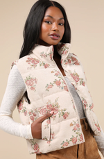 Jacquard Floral Puffer Vest