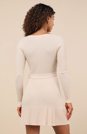 Cozy Poise Henley Long Sleeve Sweater Dress