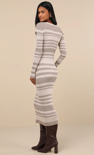 Casual Aura Striped Knit Midi Dress