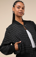 Houndstooth Jacquard Bomber Jacket